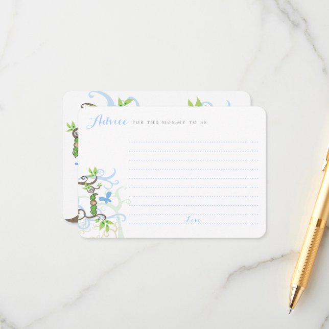 Carte Conseil Pois Dans Un Jardin De Pod Game Garçon Baby Shower (Devant/Arrière en situation)