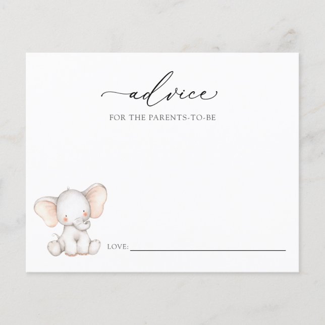 Carte conseil pour bébé éléphant pour les parents  (Devant)