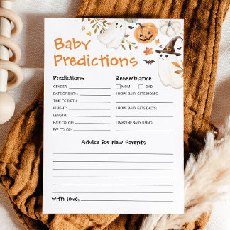 Carte Conseil Prédictions de bébé pour la Baby Shower Boo Hallow