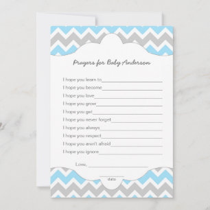 Carte Conseil Prières pour bébé, GARÇON baby shower voeux jeu