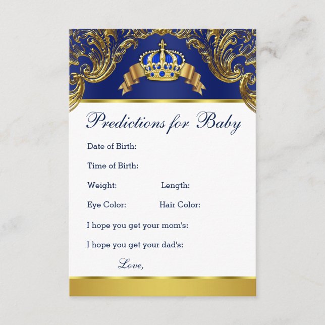 Carte Conseil Prince Prédictions pour les bébés et conseils pour (Devant)