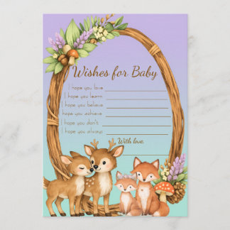 Carte Conseil Purple and Mint Woodland Animals Wishes for Baby