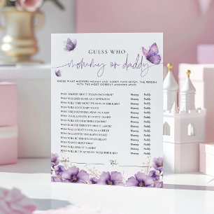 Carte Conseil Purple Papillon maman ou papa Baby Game Card