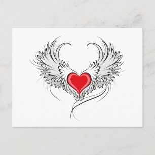 Carte Conseil Red Angel Coeur avec ailes