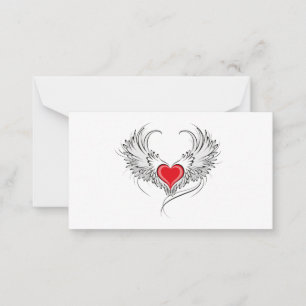 Carte Conseil Red Angel Coeur avec ailes