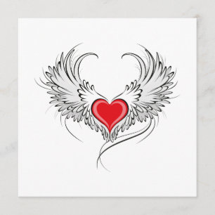 Carte Conseil Red Angel Coeur avec ailes
