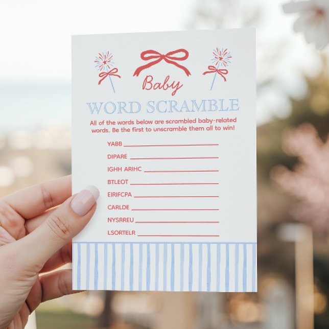 Carte Conseil Red White and Due Baby Word Scramble Shower Game (Créateur téléchargé)