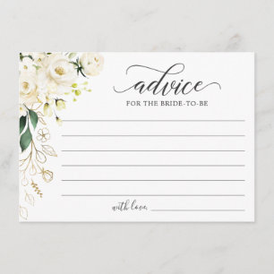 Carte Conseil Rose blanche or Floral verdure Mots de