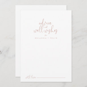 Carte Conseil Rose Gold Fancy Script Mariage bien souhaits