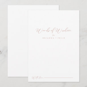 Carte Conseil Rose Gold Idyllic Stylish Mariage Words de sagesse