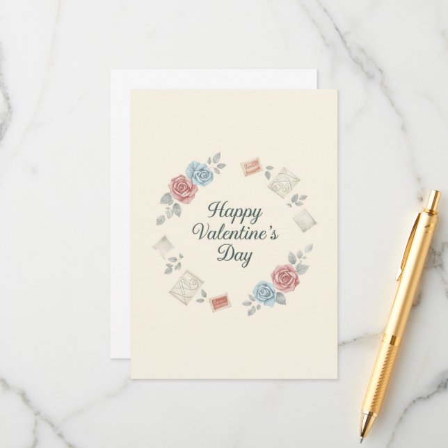 Carte Conseil Rose romantique (Devant/Arrière en situation)