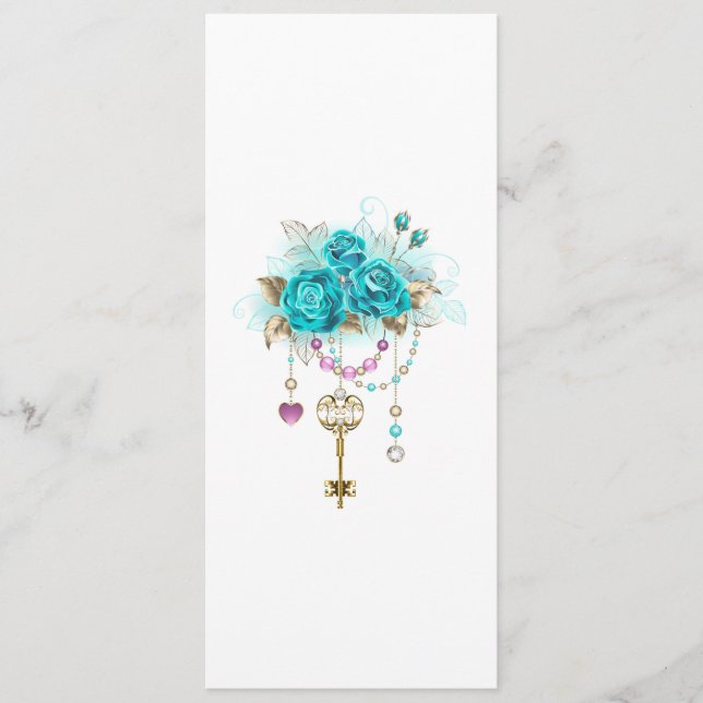 Carte Conseil Roses turquoise avec touches (Devant)
