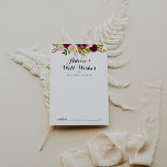 Carte Conseil Rustique Blush Bourgogne Floral Mariages bien souh<br><div class="desc">Cette carte de conseil aux fleurs bordeaux rustiques et bordeaux est parfaite pour un mariage simple. Le design est composé de fleurs rose, rousse, rouge, bordeaux et bordeaux à aquarelle avec feuillage vert. Ces cartes sont parfaites pour un mariage, une douche nuptiale, un baby shower, une fête de remise de...</div>