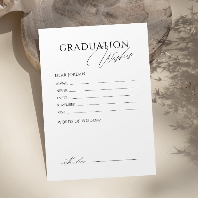 Carte Conseil Script Élégant Simple Conseils et vœux de fin d'ét (Simple Elegant Script Graduate advice & wishes Card)