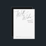 Carte Conseil Script minimaliste Whimsical Mariage noir<br><div class="desc">Cette carte de voeux de mariage noir minimaliste est parfaite pour votre mariage boho classique simple noir et blanc minimal moderne. Le design se compose de calligraphie élégante, délicate et romantique écrite à la main et de typographie chic et formelle. Le look se marie bien avec n'importe quelle saison mariage...</div>