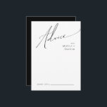 Carte Conseil Script minimaliste Whimsical | Mariage noir<br><div class="desc">Ce scénario minimaliste fantaisiste | black mariage carte conseil est parfait pour votre classique simple noir et blanc minimaliste mariage boho moderne. Le design se compose de calligraphie élégante, délicate et romantique écrite à la main et de typographie chic et formelle. Le look se marie bien avec n'importe quelle saison...</div>