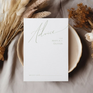 Carte Conseil Script Whimsical | Mariage vert Sage