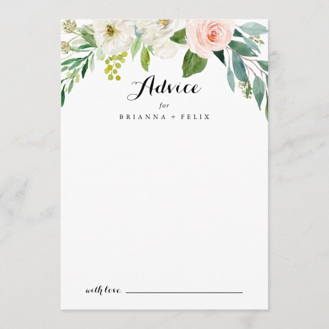 Carte Conseil Simple Mariage de calligraphie florale verte (Devant)