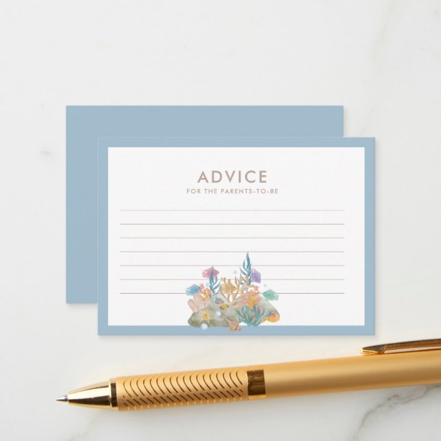 Carte Conseil Sous le Baby shower nautique de l'aquarelle marine (Devant/Arrière en situation)