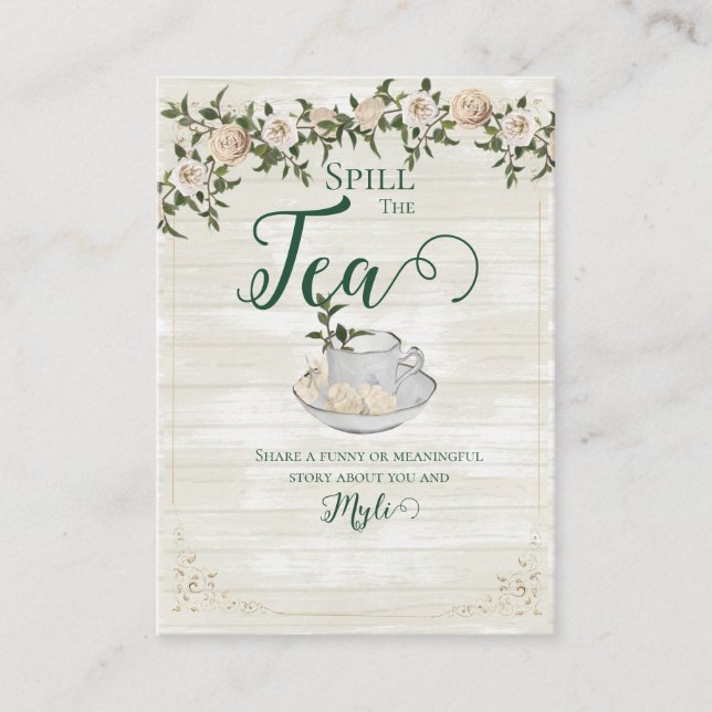 Carte Conseil Spill the Tea Bridal Shower Flat Advice Card (Devant)