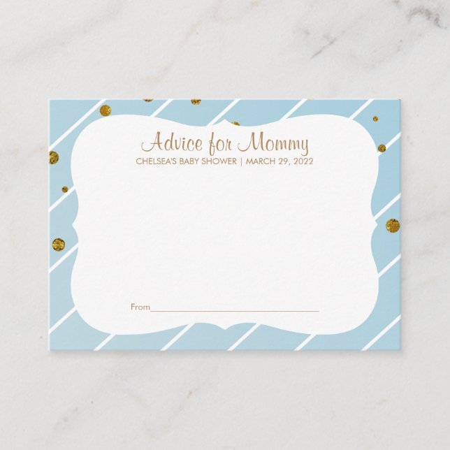 Carte Conseil *Sweet Baby Blue and Gold Confetti - Conseils (Devant)