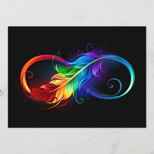 Carte Conseil Symbole d'infini avec plume arc-en-ciel