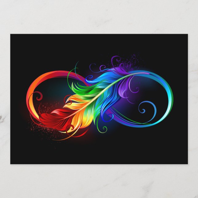 Carte Conseil Symbole d'infini avec plume arc-en-ciel (Devant)