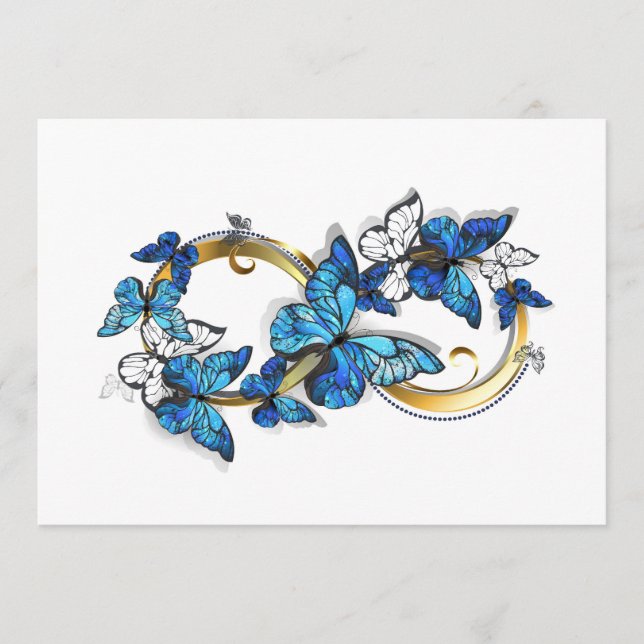 Carte Conseil Symbole infini de papillons Morpho bleus (Devant)