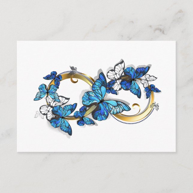 Carte Conseil Symbole infini de papillons Morpho bleus (Devant)