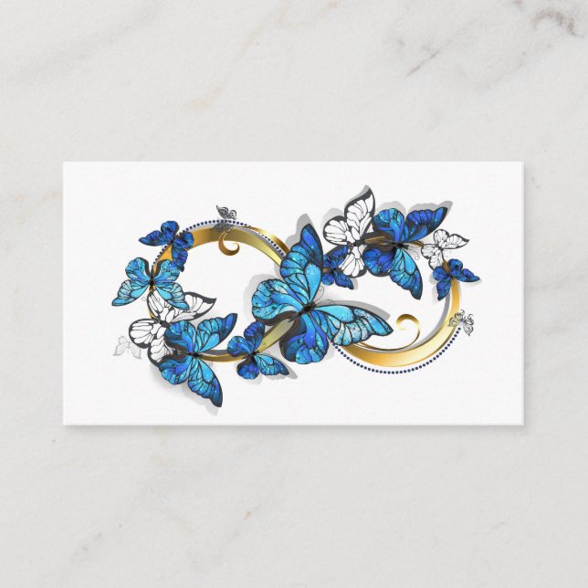 Carte Conseil Symbole infini de papillons Morpho bleus (Devant)