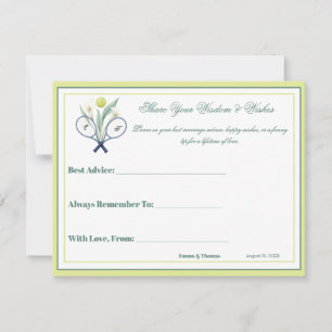 Carte Conseil Tennis Thématique Tenniscore Mariage Vert Lime Cou