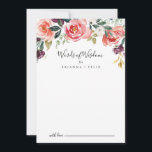 Carte Conseil Tropical Colorful Été Mariage Mots de sagesse<br><div class="desc">Cette carte de conseil de sagesse aux mots mariages et colorés d'été est parfaite pour un mariage moderne. Le design présente des fleurs élégantes illustrées blanches, roses, rousses, bordeaux et violettes disposées en de beaux bouquets avec feuillage vert. Ces cartes sont parfaites pour un mariage, une douche nuptiale, un baby...</div>