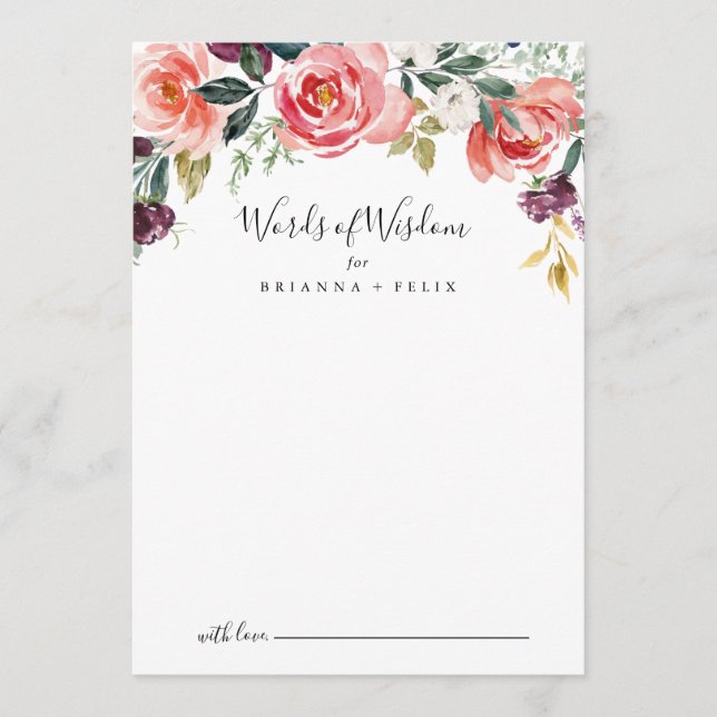 Carte Conseil Tropical Colorful Été Mariage Mots de sagesse (Devant)