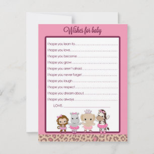 Carte Conseil Tu Tu Cute Ballerina Baby shower Voeux pour bébé
