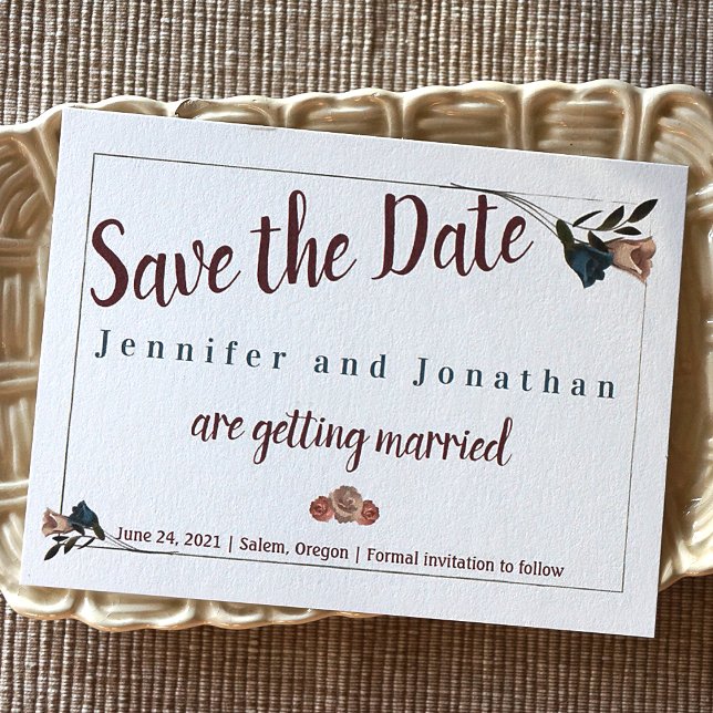 Carte Conseil Turquoise vintage, Mariage Rose beige Enregistrer  (Créateur téléchargé)