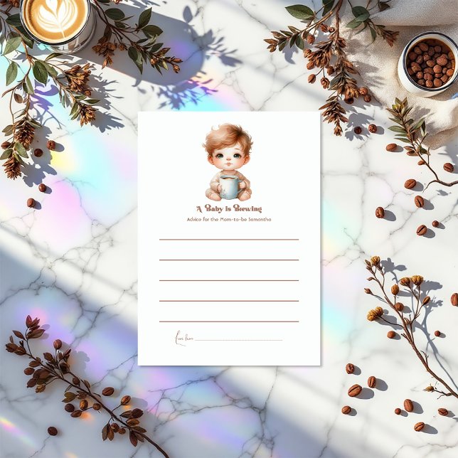 Carte Conseil Un Bébé Brasse Du Baby shower À Thème Café (A Baby Is Brewing Coffee-Themed Baby Shower Advice Card)
