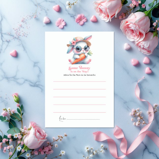 Carte Conseil Un lapin est en chemin Baby shower (Some Bunny Is On the Way Baby Shower Advice Card)