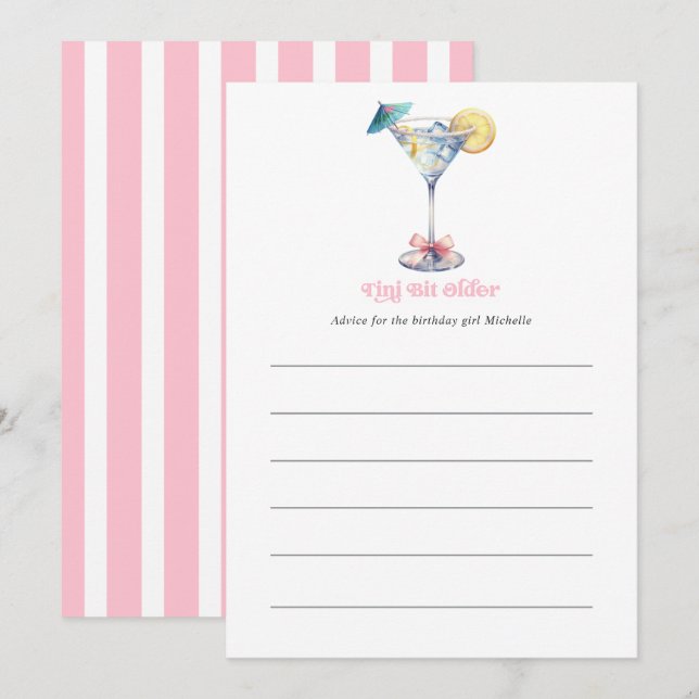 Carte Conseil Un peu plus âgé Martini Cocktail Fête d'anniversai (Devant / Derrière)
