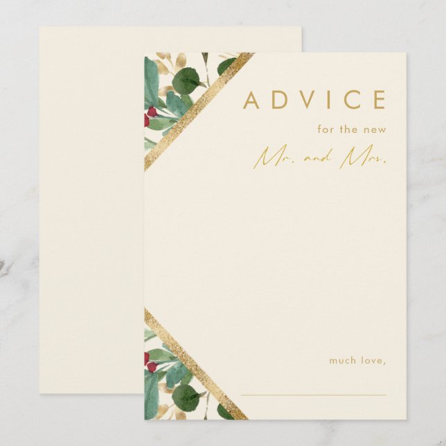 Carte Conseil Végétation de Noël moderne | Mariage de crème (Devant / Derrière)