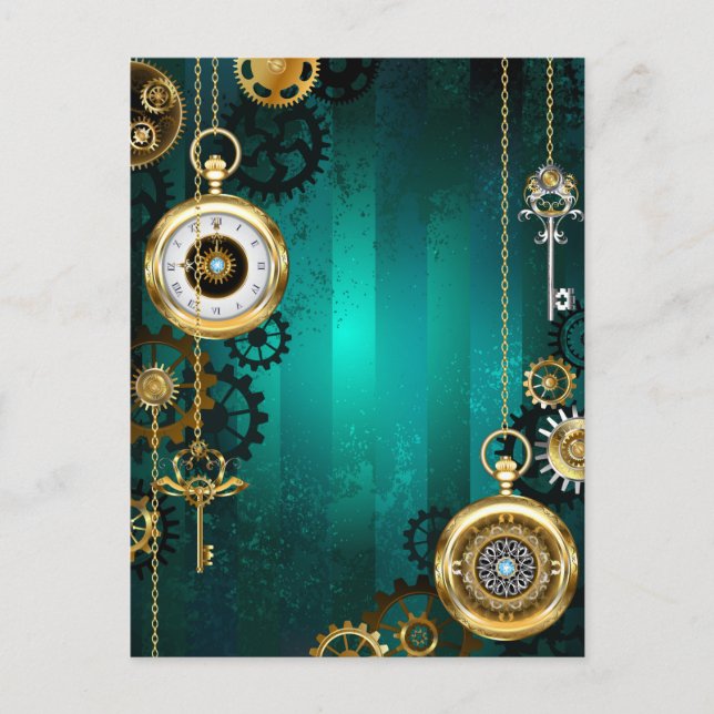 Carte Conseil Veille bijoux Steampunk sur un Arrière - plan vert (Devant)