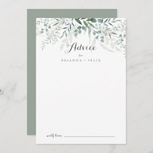 Carte Conseil Verdure minimaliste Eucalyptus Mariage