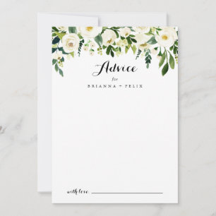 Carte Conseil Vert Blanc Automne Floral Calligraphie Mariage