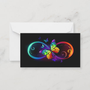 Carte Conseil Vibrant infinity with rainbow butterfly on black
