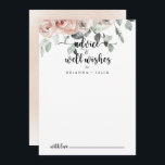Carte Conseil Vœux de mariage classiques pour une rose poussiére<br><div class="desc">Cette carte de vœux de mariage classique à la rose poussiéreuse rose est parfaite pour un mariage rustique. Le design présente des roses élégantes à l'aquarelle rose poussiéreuse et du feuillage vert, assemblés avec élégance en de beaux bouquets. Ces cartes sont parfaites pour un mariage, une douche de mariée, une...</div>