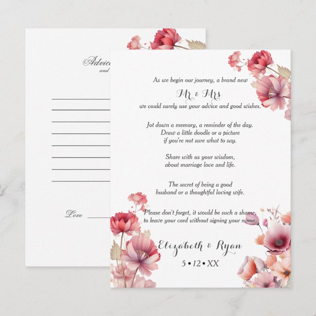 Carte Conseil Vœux de mariage Peach Fuzz Conseils de mariage  (Devant / Derrière)