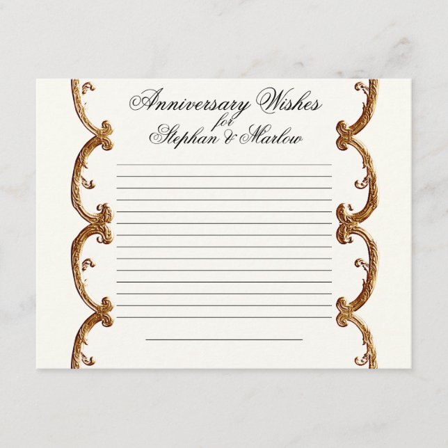 Carte Conseil Vœux Tourbillon Français Doré Notes 50e Anniversai (Devant)