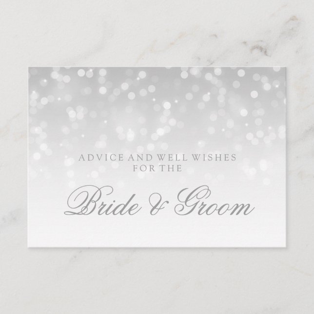 Carte Conseil Wedding Advice Card Silver Bokeh Sparkle Lights (Devant)