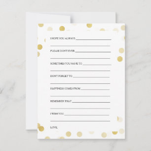 Carte Conseil Wedding shower Wives Parties scintillant Gold Foil