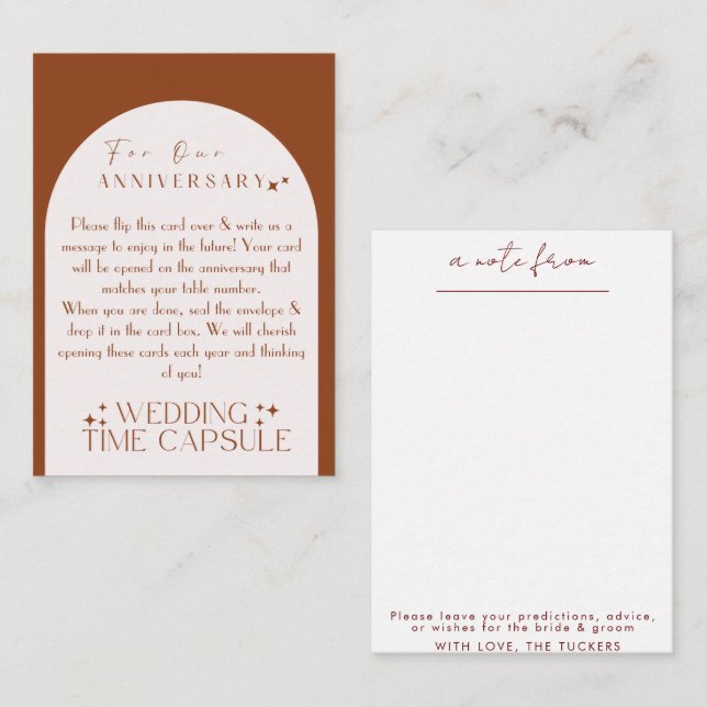 Carte Conseil Wedding Time Capsule Custom Card and Envelope  (Devant / Derrière)
