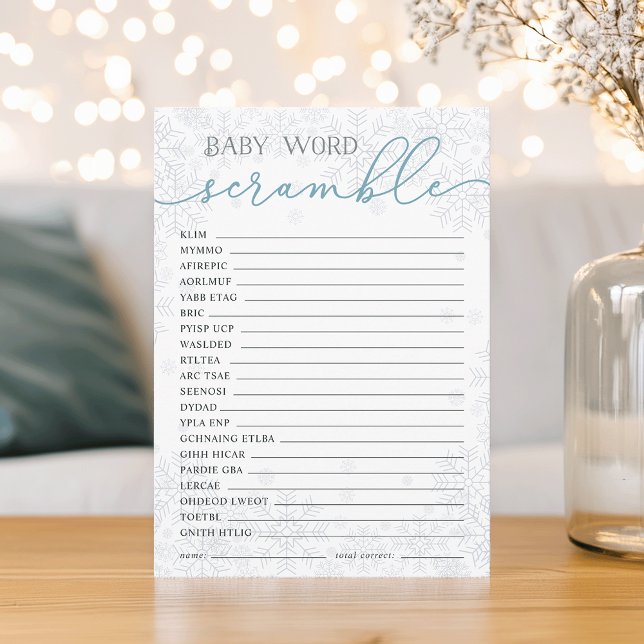 Carte Conseil Winter Baby Shower Word Scramble Game Card (Créateur téléchargé)
